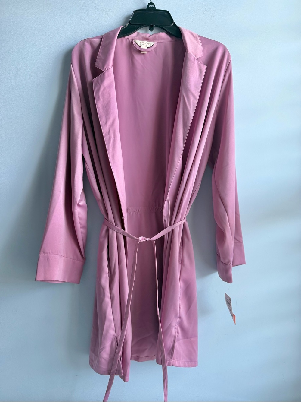 State of Day Women's Mauve Orchid Crepe de Chine Self-Tie Robe Size Large